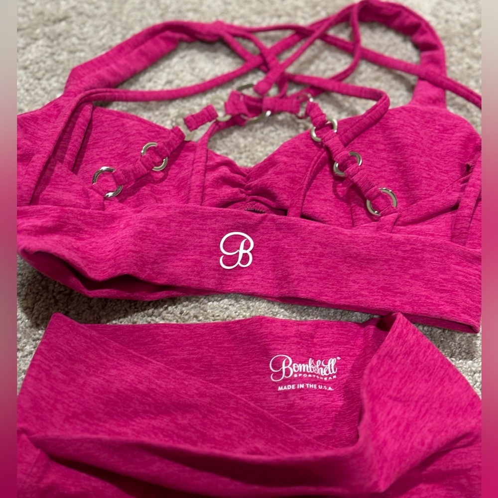 Bombshell Angel sports bra&contour leggings sets ultra pink